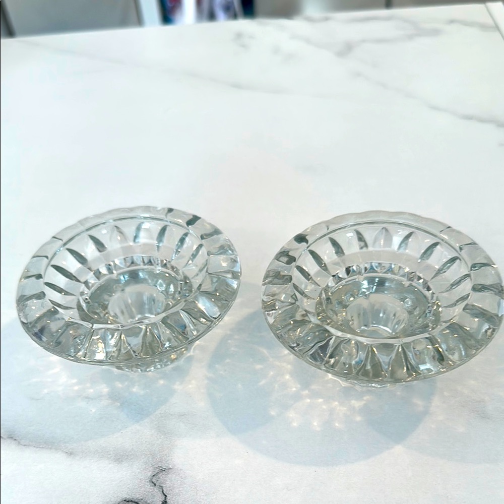 NWT crystal candle holder set